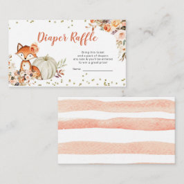 キツネオーガール秋パンプキンベビーシャワーおむつラッフル エンクロージャーカード
