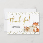 キツネオーボーイ秋パンプキンベビーシャワーサンキューカード サンキューカード (正面)