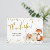キツネオーボーイ秋パンプキンベビーシャワーサンキューカード サンキューカード (スタンド正面)