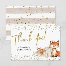 キツネオーボーイ秋パンプキンベビーシャワーサンキューカード サンキューカード