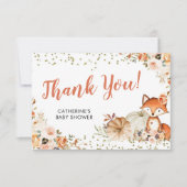 キツネオ女子秋カボチャ赤ちゃんシャワーありがとう サンキューカード (正面)