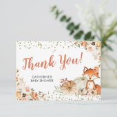 キツネオ女子秋カボチャ赤ちゃんシャワーありがとう サンキューカード (スタンド正面)