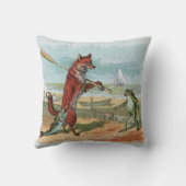 キツネカエル魚釣りアンティークイラストレーション クッション (裏面)
