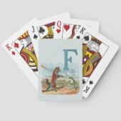 キツネカエル魚釣りアンティークイラストレーション トランプ (裏面)