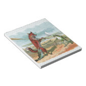 キツネカエル魚釣りアンティークイラストレーション ノートパッド (アングル)