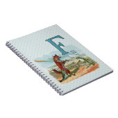 キツネカエル魚釣りアンティークイラストレーション ノートブック (右側)