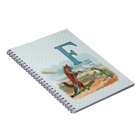 キツネカエル魚釣りアンティークイラストレーション ノートブック (右側)