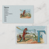 キツネカエル魚釣りアンティークイラストレーション 名刺 (正面/裏面)