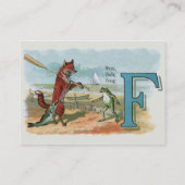 キツネカエル魚釣りアンティークイラストレーション 名刺 (裏面)