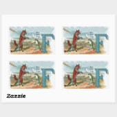 キツネカエル魚釣りアンティークイラストレーション 長方形シール (シート)