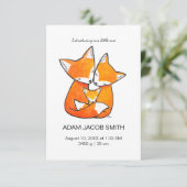 キツネカスタムファミリーベビー生誕通知カード サンキューカード (スタンド正面)