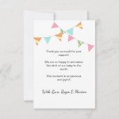 キツネカスタムファミリーベビー生誕通知カード サンキューカード (裏面)