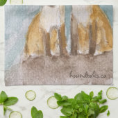 キツネカッブ茶タオル キッチンタオル (折り畳み)