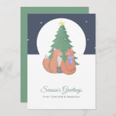 キツネカップルのクリスマスツリー シーズンカード (正面/裏面)