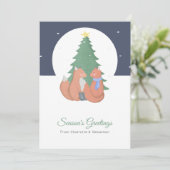 キツネカップルのクリスマスツリー シーズンカード (スタンド正面)