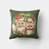 キツネカップル冬リースクリスマス クッション (裏面)
