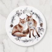 キツネカップル冬リースクリスマス フェイバータグ (正面)