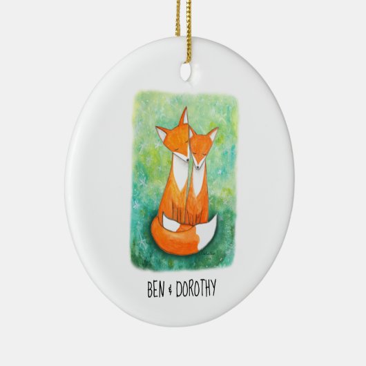 キツネカップル贈り物初めてのクリスマスの一緒カスタム化 セラミックオーナメント (右)