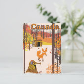 キツネカナダヴィンテージスタイル旅行ポスター ポストカード (スタンド正面)