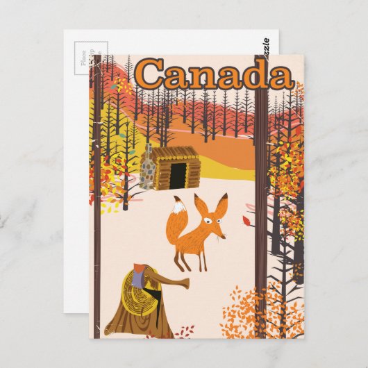 キツネカナダヴィンテージスタイル旅行ポスター ポストカード (正面/裏面)