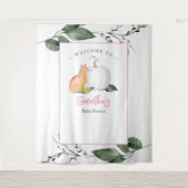 キツネカボチャ赤ちゃんシャワーバックドロップグリーナリー タペストリー (正面)