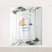 キツネカボチャ赤ちゃんシャワーバックドロップボーイ タペストリー (正面)