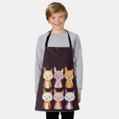 キツネカラフル漫画 エプロン (着用した状態)