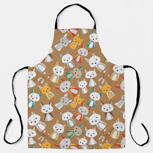 キツネカラフル漫画 エプロン (正面)