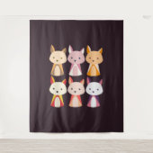 キツネカラフル漫画 タペストリー (正面)