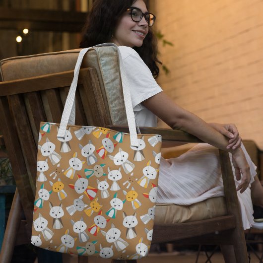 キツネカラフル漫画 トートバッグ