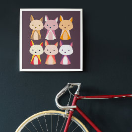 キツネカラフル漫画 フォトプリント           