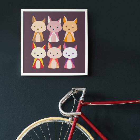 キツネカラフル漫画 フォトプリント           