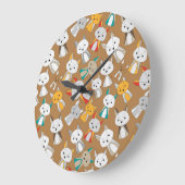 キツネカラフル漫画 ラージ壁時計 (傾斜)