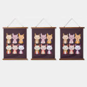 キツネカラフル漫画 吊り下げ型タペストリー (トリプル)