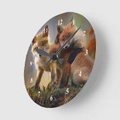 キツネキット写真 ラウンド壁時計 (傾斜)