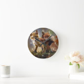 キツネキット写真 ラウンド壁時計 (ホーム)