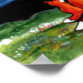 キツネキツネファミリーウォッチングムーンポスターネイビーナイト ポスター (角)