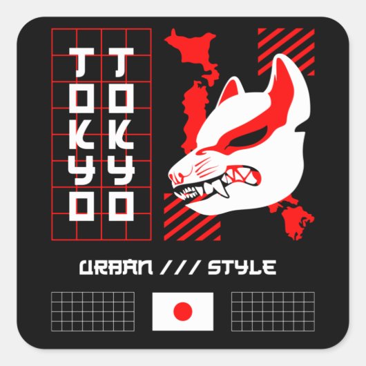 キツネキツネ東京市 スクエアシール (正面)