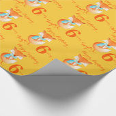 キツネキューバアート年齢と名前6th誕生日ラップ ラッピングペーパー (角)