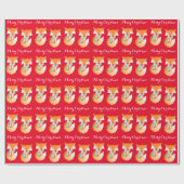 キツネキューブウィンターアートメリークリスマスレッドラップ ラッピングペーパー (フラット)