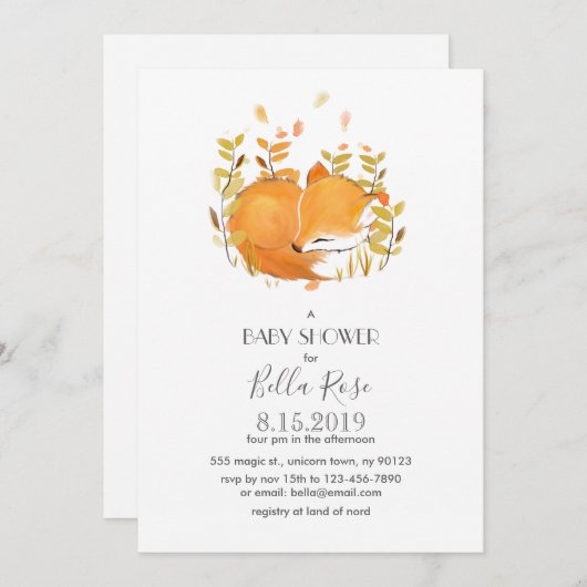キツネクブベビーシャワー招待状 招待状 (正面/裏面)