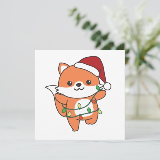 キツネクリスマスウィンターアニマルズホリデーキツネ シーズンカード (スタンド正面)