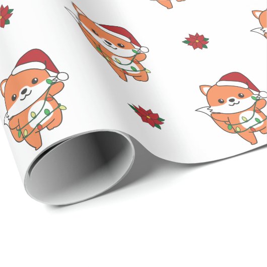 キツネクリスマスウィンターアニマルズホリデーキツネ ラッピングペーパー (ロールコーナー)