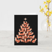 キツネクリスマスツリーキツネクリスマスツリー女性&amp；少年 カード (黄色い花)