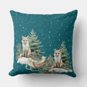 キツネクリスマスツリーズライスノーフレーク クッション (正面)