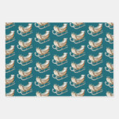 キツネクリスマスツリーズライスノーフレーク ラッピングペーパーシート (正面3)