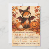 キツネコウモリのハロウィンコスチューム誕生日パーティー 招待状 (正面)