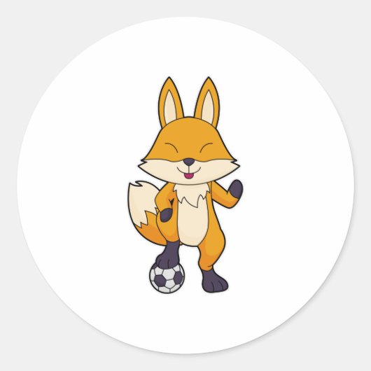キツネサッカー選手 ラウンドシール (正面)