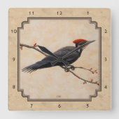 キツネザル スクエア壁時計 (正面)