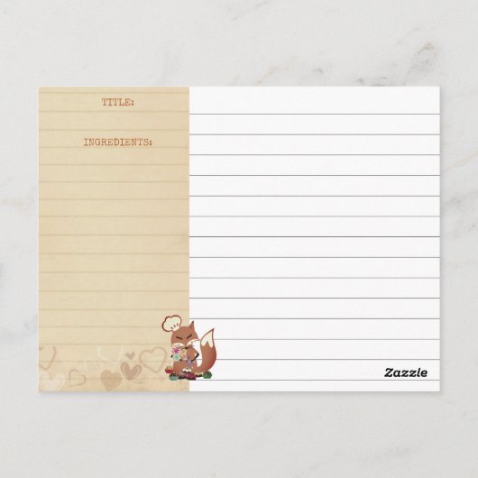 キツネシェフキャンディクックブックレシピカード ポストカード (裏面)